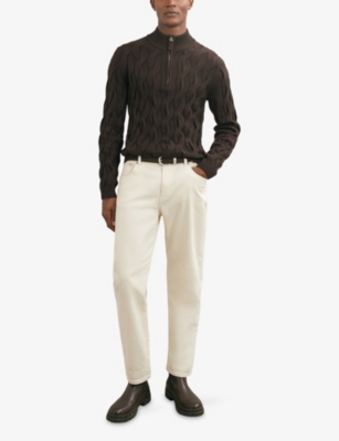 REISS: Greenford Funnel-Neck Stretch-Knit Jumper