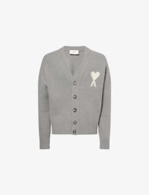 Logo-Intarsia Brushed Wool-Blend Cardigan