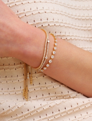 CARAT LONDON: Lexi Yellow Gold Vermeil And Cubic Zirconia Bracelet