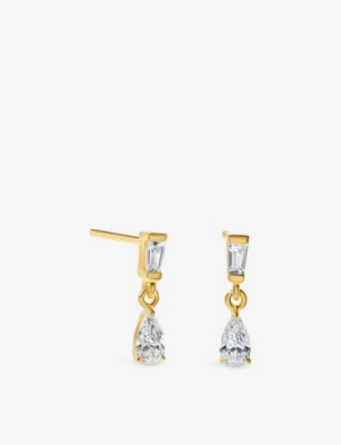 CARAT LONDON: Baby Alison 18ct Yellow Gold Vermeil And Cubic Zirconia Earrings