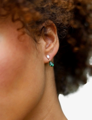 CARAT LONDON: Baby Arabella Yellow Gold Vermeil and Cubic Zirconia Earrings