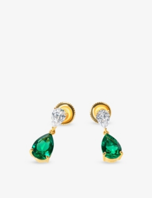 CARAT LONDON: Baby Arabella Yellow Gold Vermeil and Cubic Zirconia Earrings