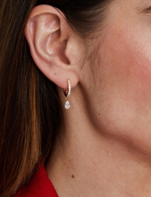 Carat London Womens Leni 18ct Yellow Gold Vermeil And Cubic Zirconia Hoop Earrings In Gold