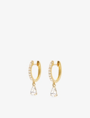 Carat London Womens Leni 18ct Yellow Gold Vermeil And Cubic Zirconia Hoop Earrings In Gold