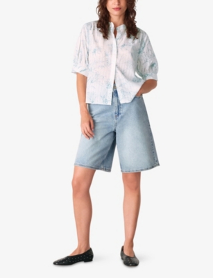 WHISTLES: Pineapple-Print Textured Short-Sleeve Cotton-Blend Shirt