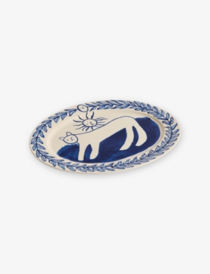Hay Charlotte La Pittura Ceramic Oval Serving Platter In Blue