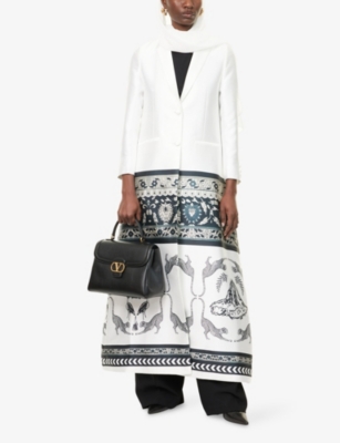 ARAM: Abstract-Print Satin-Twill Maxi Blazer