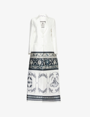 ARAM: Abstract-Print Satin-Twill Maxi Blazer
