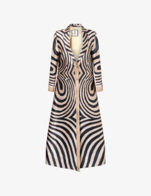 ARAM: Abstract-Print Satin-Twill Maxi Blazer