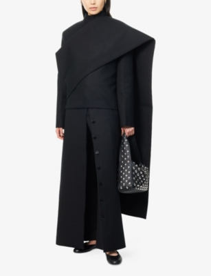 Kml Womens Black Detachable High-neck Wool Coat