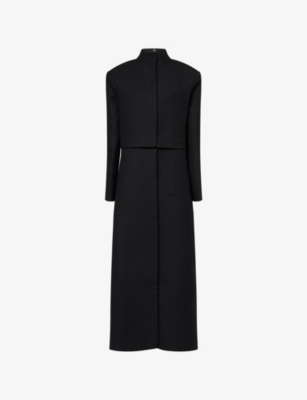 Kml Womens Black Detachable High-neck Wool Coat