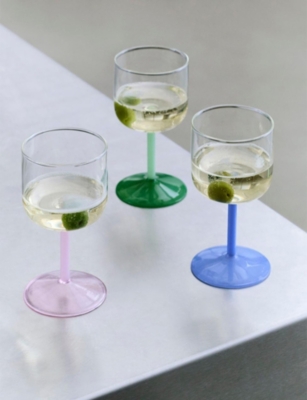 Hay Jade Pink And Light Pink Tint Wine Borosilicate Glass Set Of Two In Pink