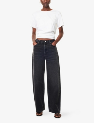 Agolde Womens Recess Low Slung Baggy Wide-leg Denim Jeans In Gray