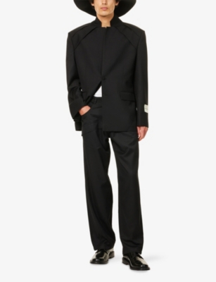 NOBLE & FRESH: Pleated Single-Breasted Woven Blazer