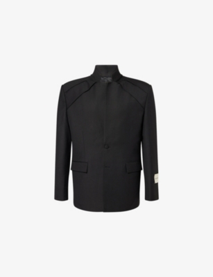 NOBLE & FRESH: Pleated Single-Breasted Woven Blazer