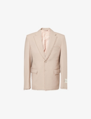 Unknown Womens Fringed Notch-lapels Wool Blazer Beige In Neutral