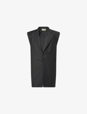 NOBLE & FRESH: Notch-Lapels Sleeveless Woven Blazer