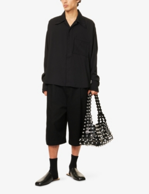 Noble & Fresh Womens Oversized Curved-hem Woven Shirt Black