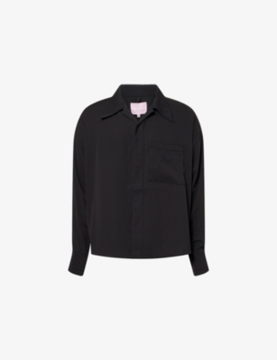 Noble & Fresh Womens Oversized Curved-hem Woven Shirt Black