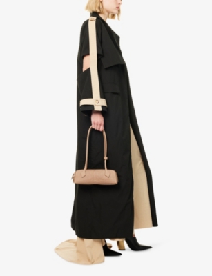 Nora Alsheikh Womens Cut-out Sleeve Long Cotton-blend Trench Coat Black Beige