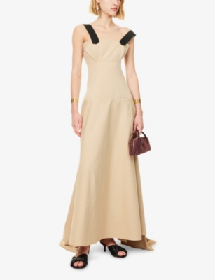 NORA ALSHEIKH: Off-Shoulder Flared Cotton Maxi Dress