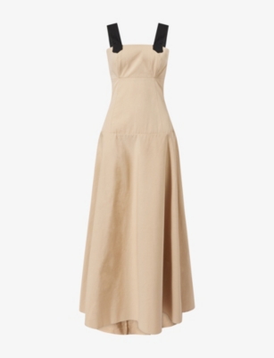 NORA ALSHEIKH: Off-Shoulder Flared Cotton Maxi Dress