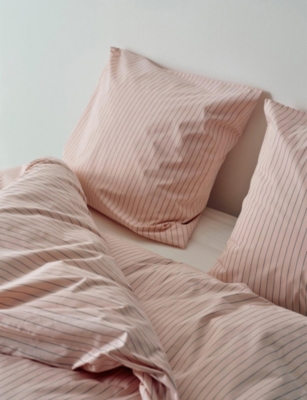 Hay Soft Pink Fineline Pinstripe King-size Cotton Duvet Cover 220cm X 220cm In Pink