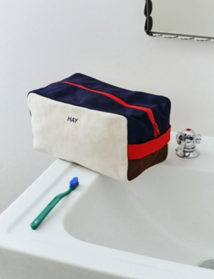 Hay Womens Cream Multi Branded Colour-block Cotton Wash Bag In Multi