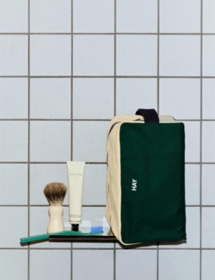 Hay Womens Dark Green Multi Branded Colour-block Cotton Wash Bag