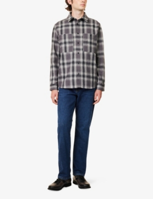 Belstaff Mens Black / Grey Outpost Checked Cotton-flannel Shirt In Gray