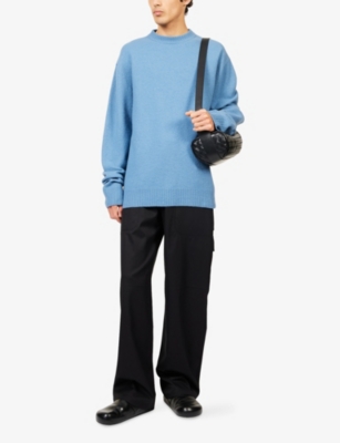 Jil Sander Mens Cornflower Relaxed-fit Crewneck Wool-knit Jumper In Blue