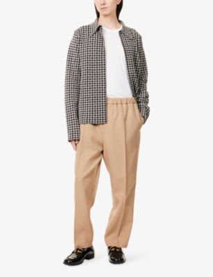 Jil Sander Mens Clay Drawstring Wide Tapered-leg Wool Gabardine Trousers In Neutral