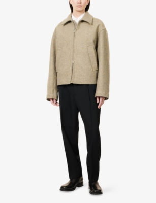 Jil Sander Mens Pine Bitonal Oversized Wool Blouson Jacket In Green