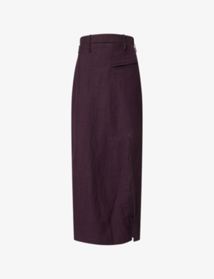 Kml Womens Burgundy Ju-pants Split Cotton-blend Trousers Xs