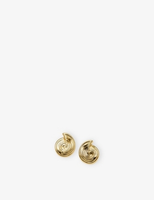 MISSOMA: Spiral Small 18ct Yellow Gold-Plated Brass Stud Earrings