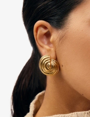 MISSOMA: Spiral Dome Oversized 18ct Yellow Gold-Plated Brass Stud Earrings