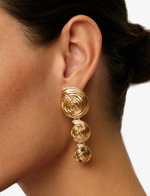 Missoma Womens Spiral Statement 18ct Yellow Gold-plated Brass Drop Earrings In Gold