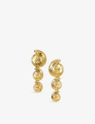 MISSOMA: Spiral Statement 18ct Yellow Gold-Plated Brass Drop Earrings