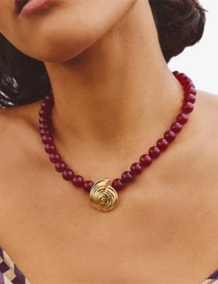 MISSOMA: Spiral Gemstone 18ct Yellow Gold-Plated Brass and Crystal Quartz&nbsp; Beaded Pendant Necklace
