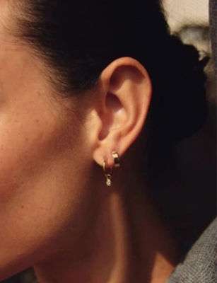 MISSOMA: Tennis Charm Mini 18ct Yellow Gold Vermeil And Cubic Zirconia Hoop Earrings
