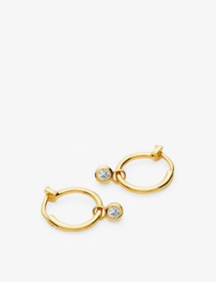 MISSOMA: Tennis Charm Mini 18ct Yellow Gold Vermeil And Cubic Zirconia Hoop Earrings
