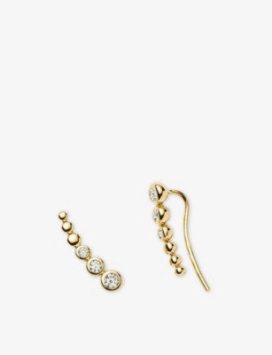MISSOMA: Tennis 18ct Yellow Gold Vermeil And Cubic Zirconia Climber Studs