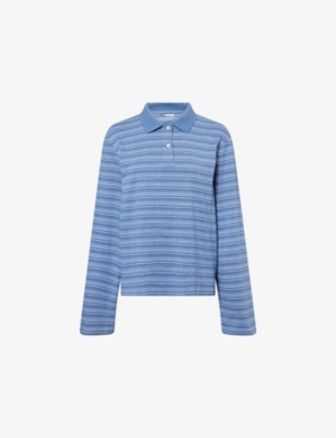 Holzweiler Womens Blue Stripe Sunny Striped Cotton-jersey Polo Shirt
