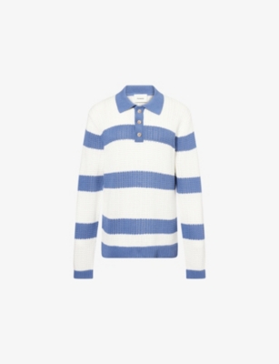 Holzweiler Womens Blue Stripe Elio Striped Cotton Polo Jumper Xs