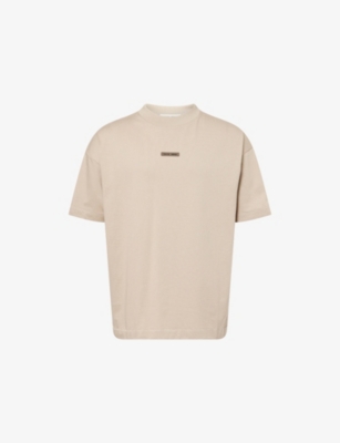 Essentials Mens Timber Logo-embellished Crewneck Cotton-jersey T-shirt In Brown