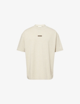 Essentials Mens Heather Stone Classic Logo-embellished Cotton-blend T-shirt In Gray