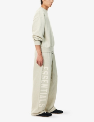 Essentials Mens Heather Stone Classic Fleece Logo-print Cotton-blend Jogging Bottoms Xxs In Gray