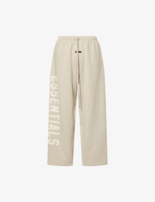 Essentials Mens Heather Stone Lounge Logo-print Cotton-blend Jogging Bottoms Xl In Gray