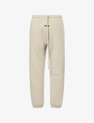 Essentials Mens Heather Stone Logo-embroidered Cotton-blend Jogging Bottoms In Gray