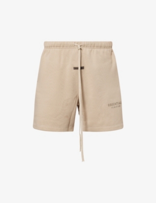 Essentials Mens Timber Soccer Fleece Logo-embellished Cotton-blend Track Shorts Xs In Brown